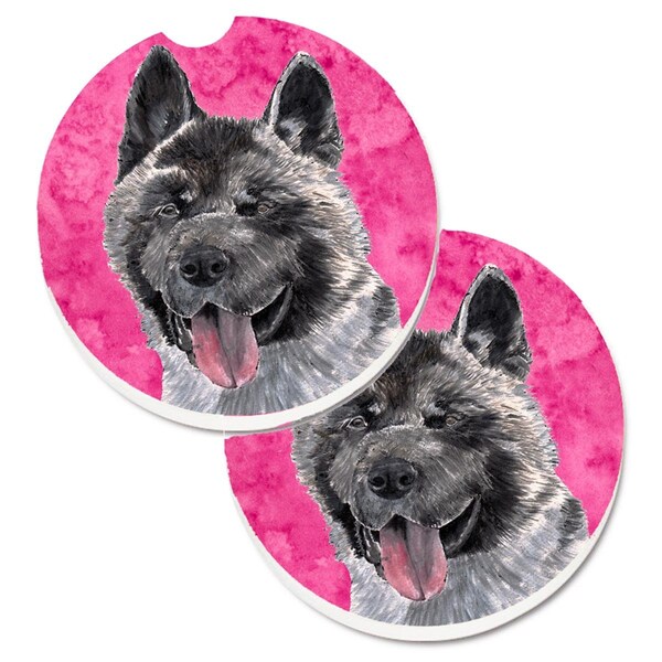Carolines Treasures Pink Akita Set of 2 Cup Holder Car Coaster SC9508PKCARC - main